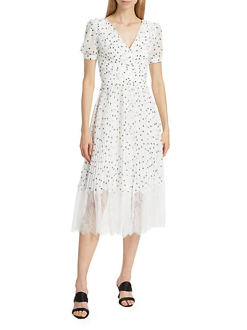 Self Portrait Polka Dot Chiffon Midi Dress