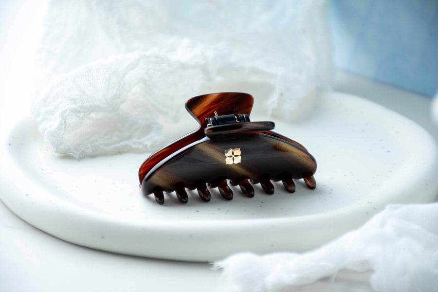 Fenna&Fei - Glamour Grip Mini Claw in Tigers Eye | Bronze Brown Gold Shimmer | Italian Acetate Tortoise Shell Small Hair Clip