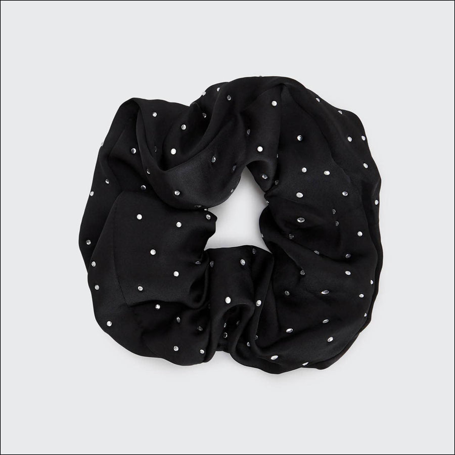 KITSCH - Satin Rhinestone Brunch Scrunchie - Black