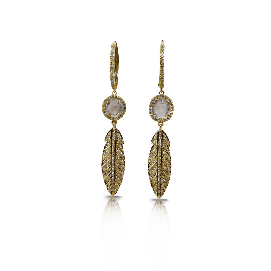 S Carter 14k Gold Feather Drop Earrings