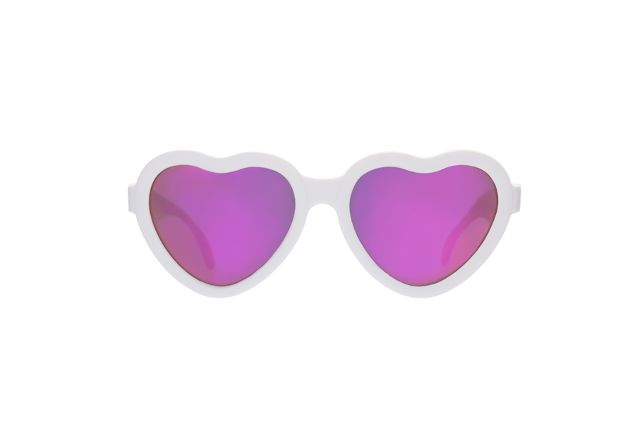 Babiators - Polarized Heart Sunglasses: Ages 6+ / Frosted Pink | Purple Mirrored Lens