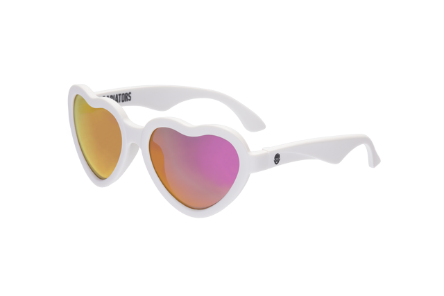 Babiators - Polarized Heart Sunglasses: Ages 6+ / Frosted Pink | Purple Mirrored Lens