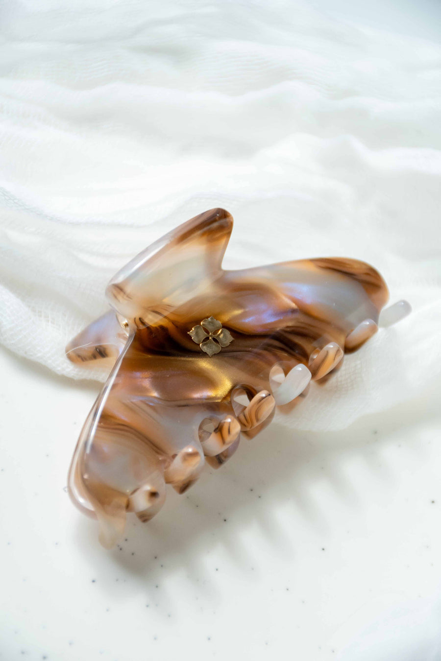 Fenna&Fei - Glamour Grip Mini Claw in Ametrine | Bronze Gold Lavender | Italian Acetate Tortoise Shell Small Hair Clip