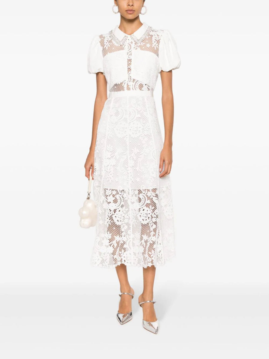 Self Portrait Lace Diamante Midi Dress