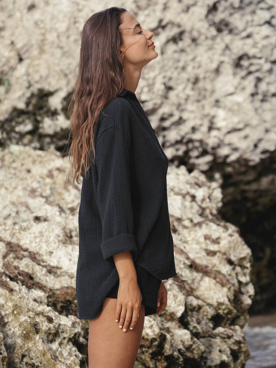 The Handloom - Echo Maxi Shirt - Black