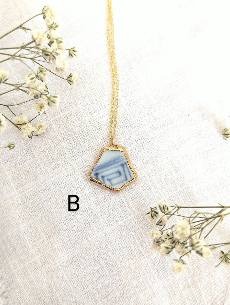The Grey Arrow - 24k Gold Dipped Sea Pottery Necklace