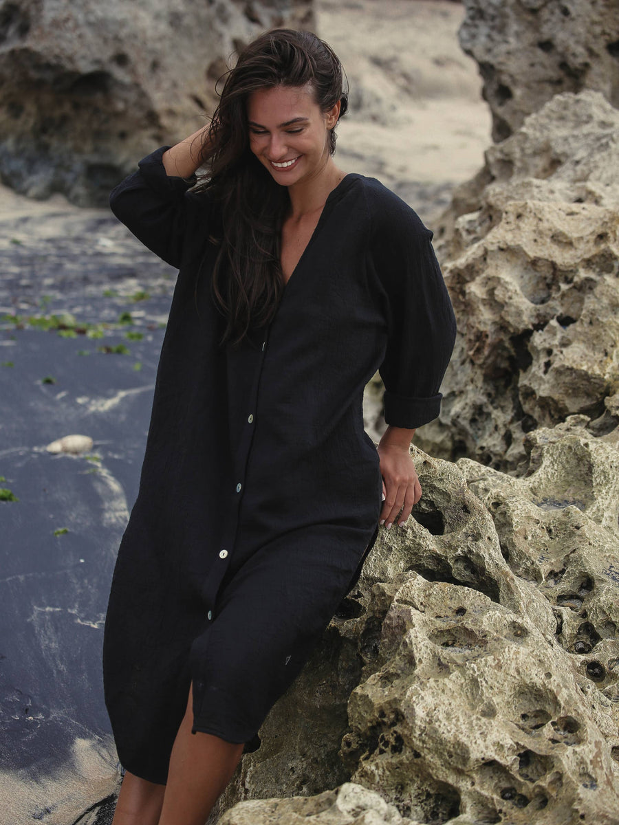 The Handloom - Terra Shirt Dress - Black