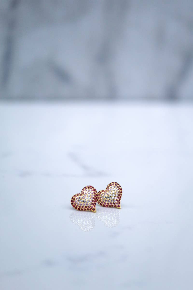Native Gem - QUEEN OF HEARTS STUDS- PINK