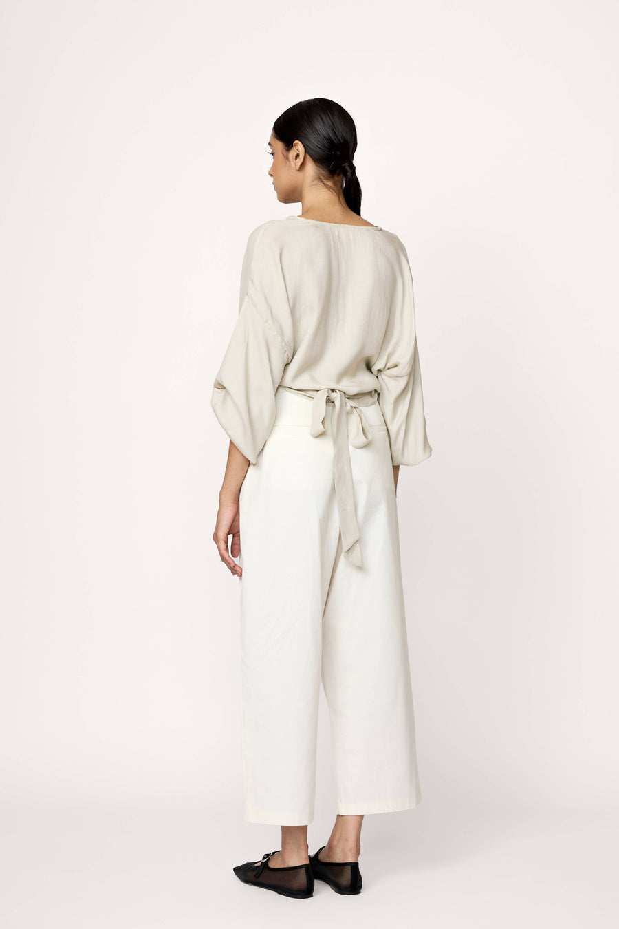 LAUDE the Label - V-neck Wrap Blouse - Natural