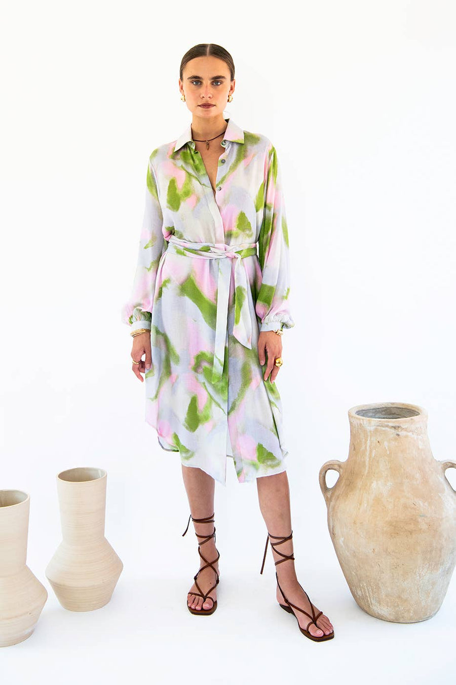 Neu Nomads - Neu Nomads Satin Tencel Shirt Dress - Women's - All Seasons