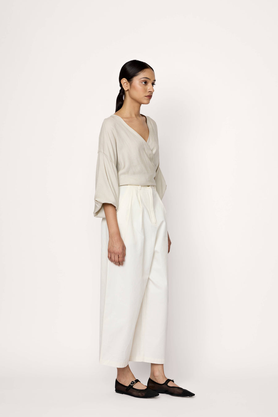 LAUDE the Label - V-neck Wrap Blouse - Natural