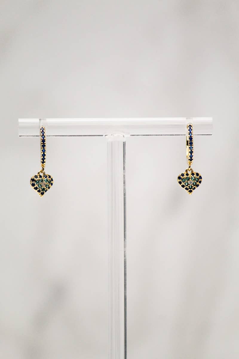 Native Gem - QUEEN OF HEARTS HUGGIE EARRINGS- BLUE