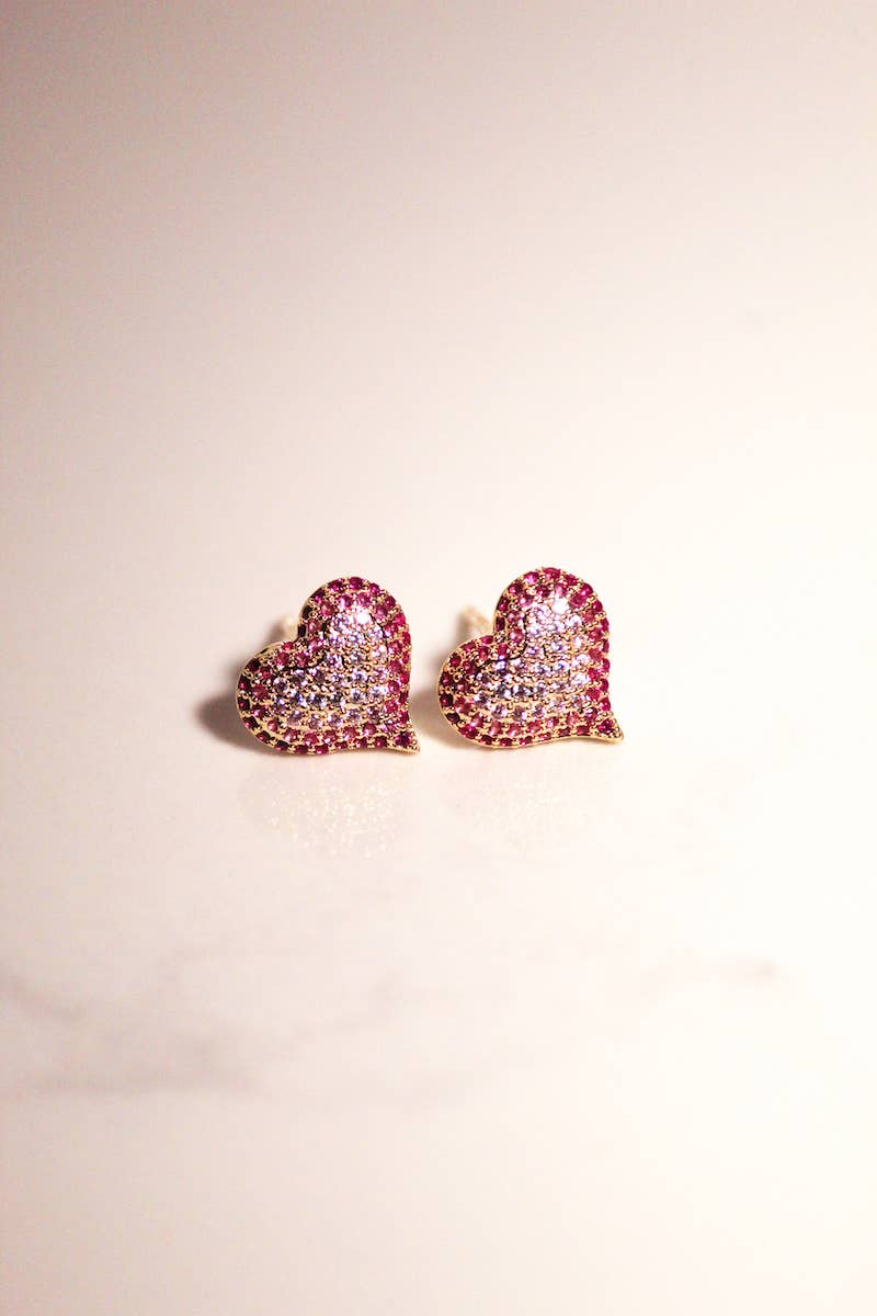 Native Gem - QUEEN OF HEARTS STUDS- PINK