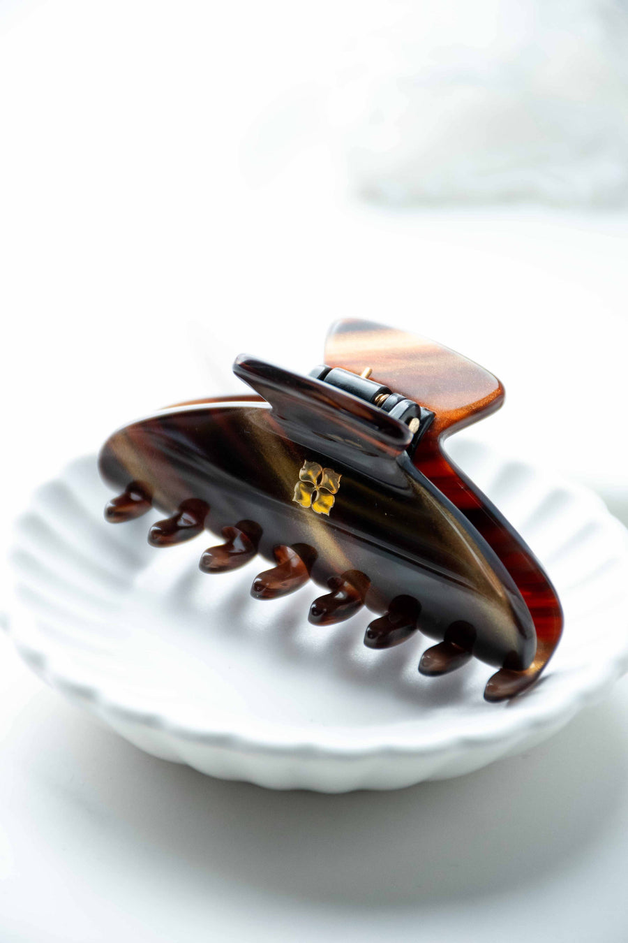 Fenna&Fei - Glamour Grip Mini Claw in Tigers Eye | Bronze Brown Gold Shimmer | Italian Acetate Tortoise Shell Small Hair Clip