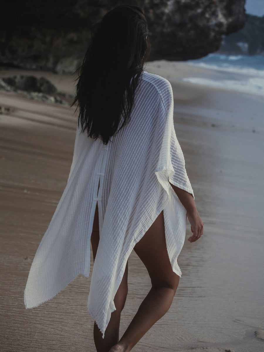 The Handloom - Ava Kimono - White Stripes
