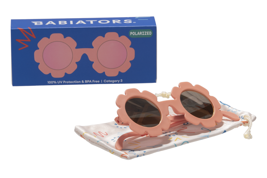 Babiators - Polarized Flower Sunglasses: Ages 6+ / Peachy Keen | Rose Gold Mirrored Lens