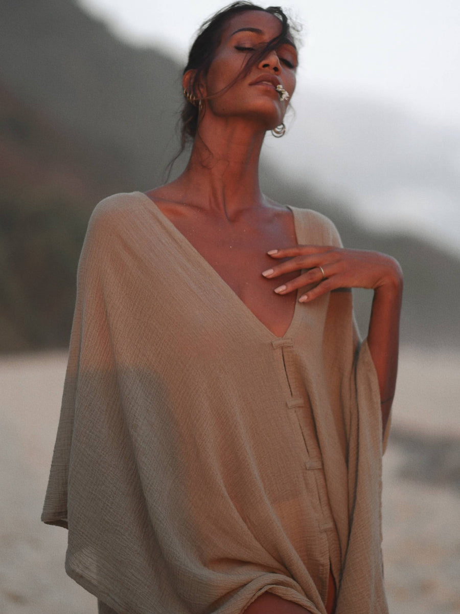 The Handloom - Ava Kimono - Khaki Green