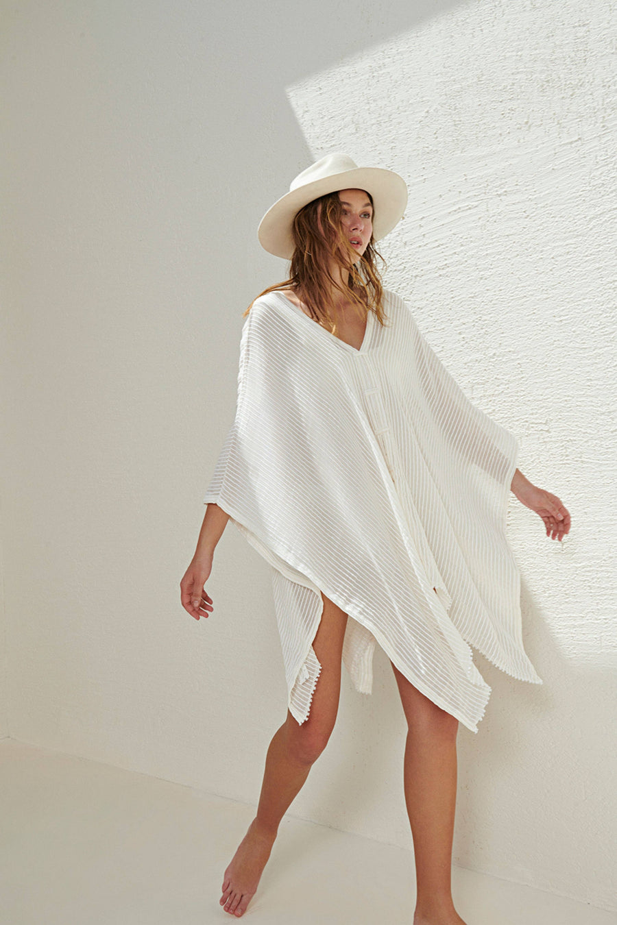 The Handloom - Ava Kimono - White Stripes