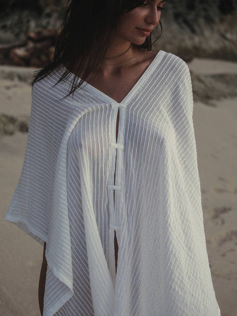 The Handloom - Ava Kimono - White Stripes