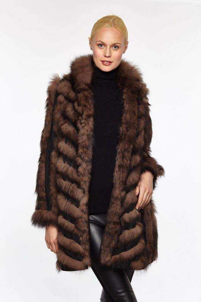 Linda Richards Genuine Fox Fur Reversible Coat