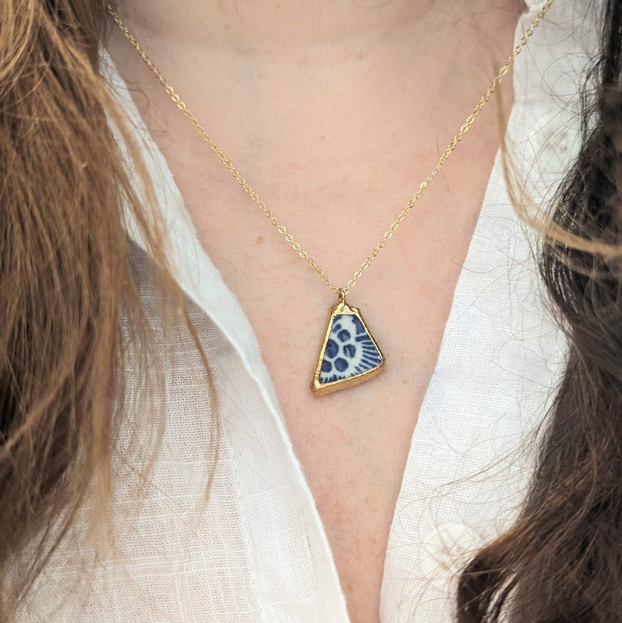 The Grey Arrow - 24k Gold Dipped Sea Pottery Necklace