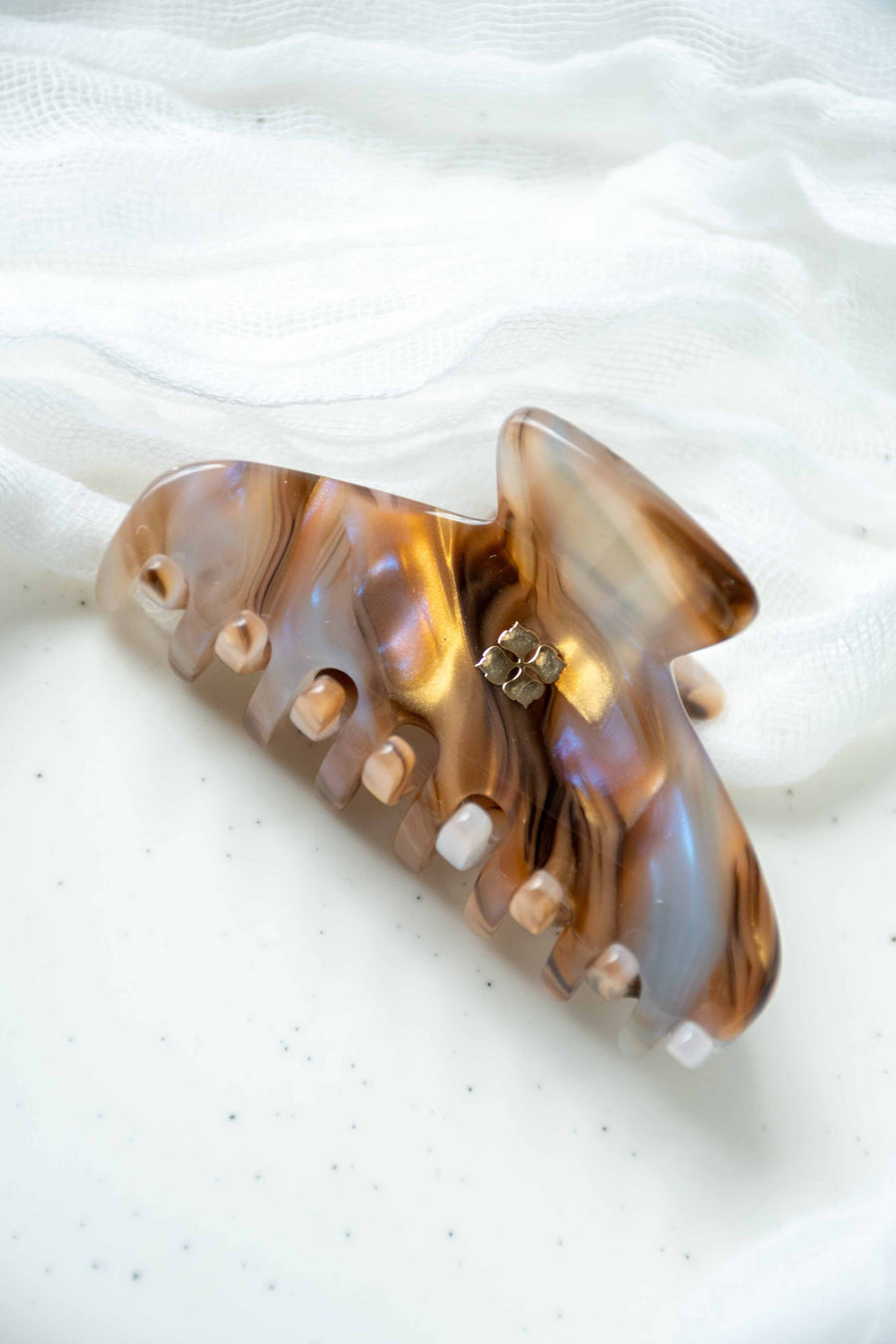 Fenna&Fei - Glamour Grip Mini Claw in Ametrine | Bronze Gold Lavender | Italian Acetate Tortoise Shell Small Hair Clip