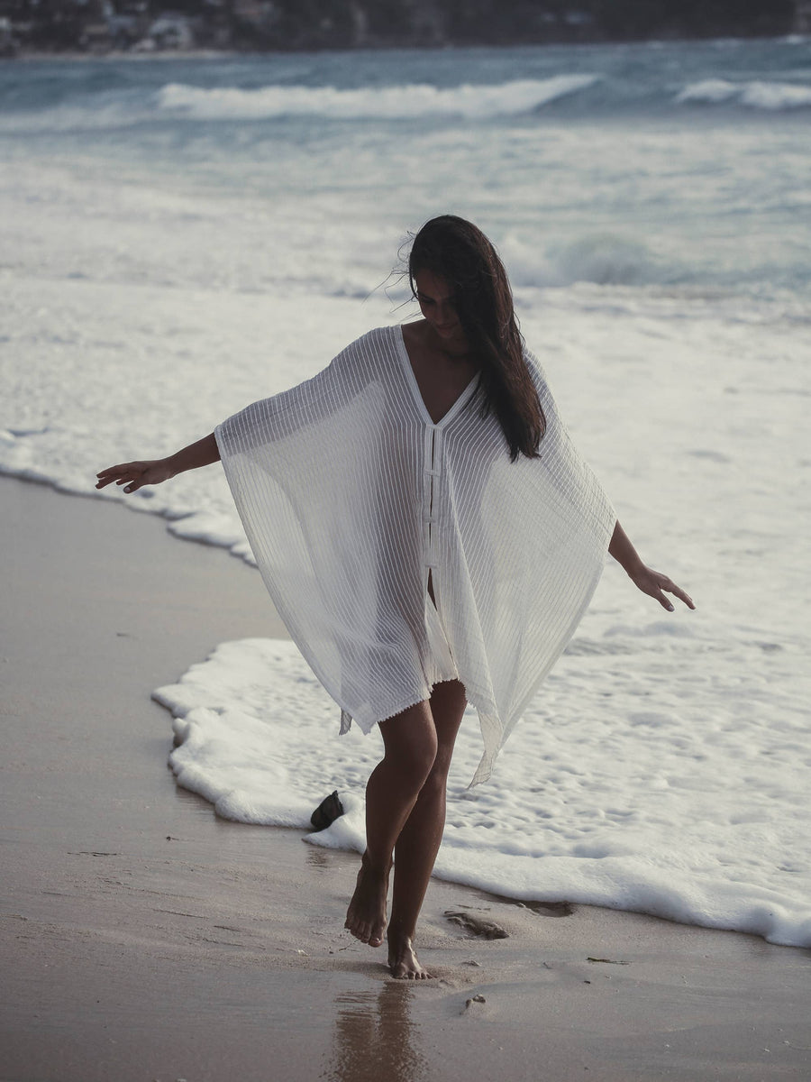 The Handloom - Ava Kimono - White Stripes