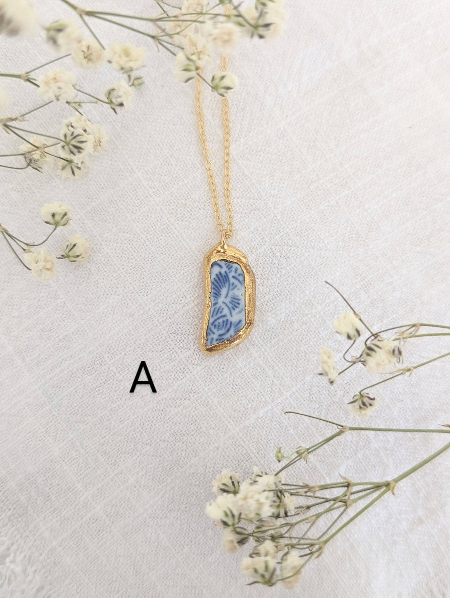 The Grey Arrow - 24k Gold Dipped Sea Pottery Necklace