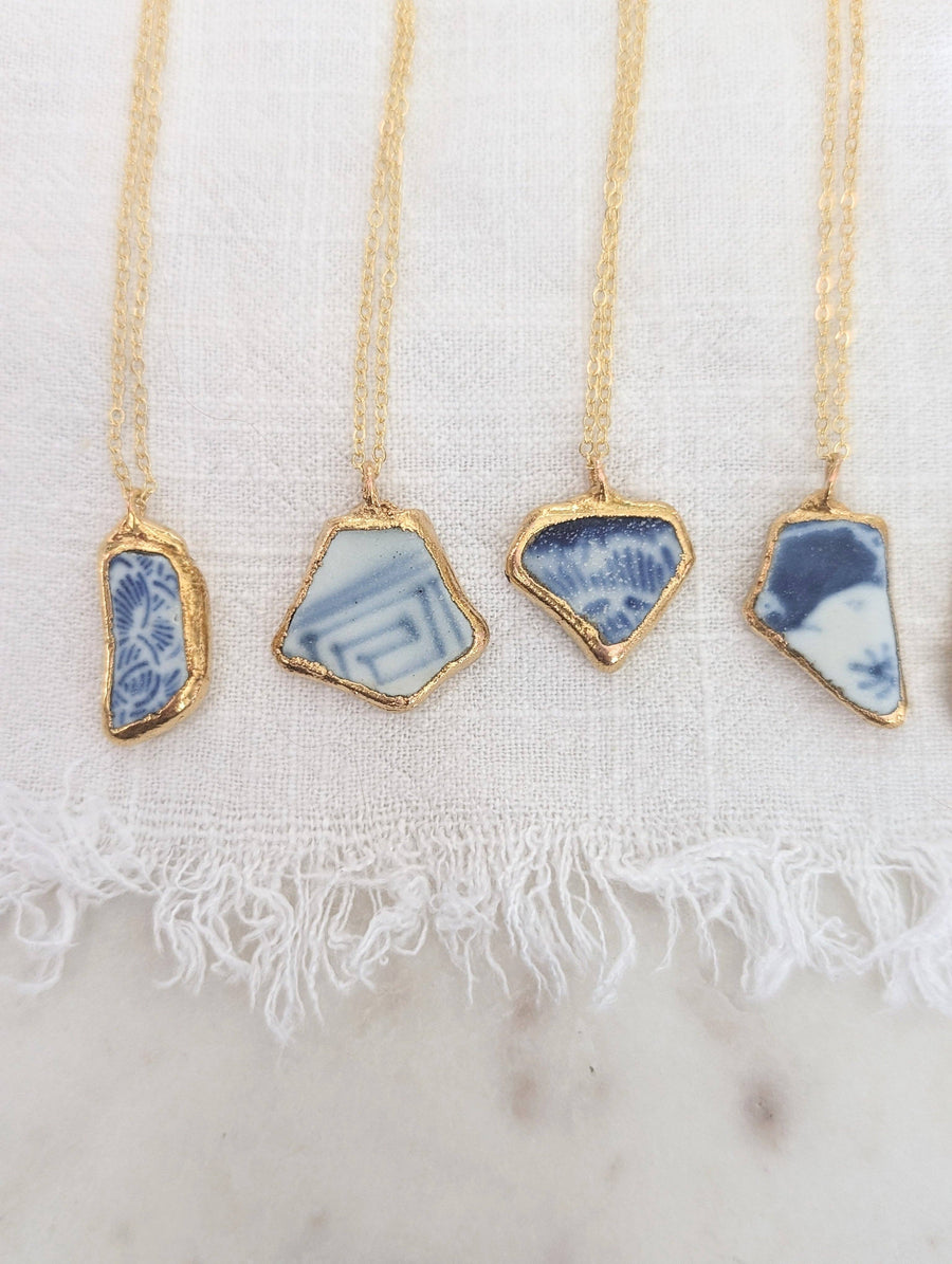 The Grey Arrow - 24k Gold Dipped Sea Pottery Necklace