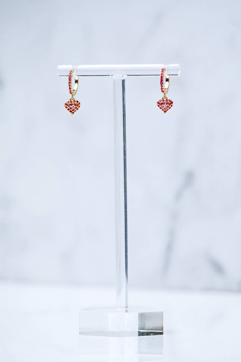 Native Gem - QUEEN OF HEARTS HUGGIE EARRINGS- PINK