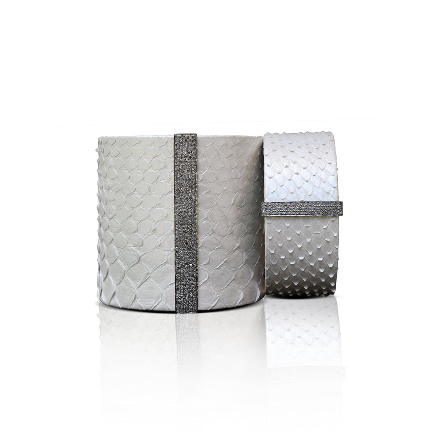 S Carter Pearl White Python Cuff