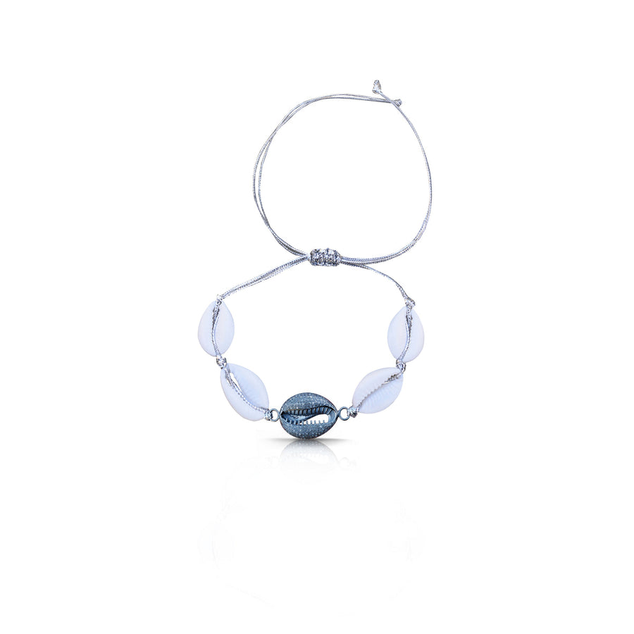 S Carter Silver Diamond Cowrie Bracelet