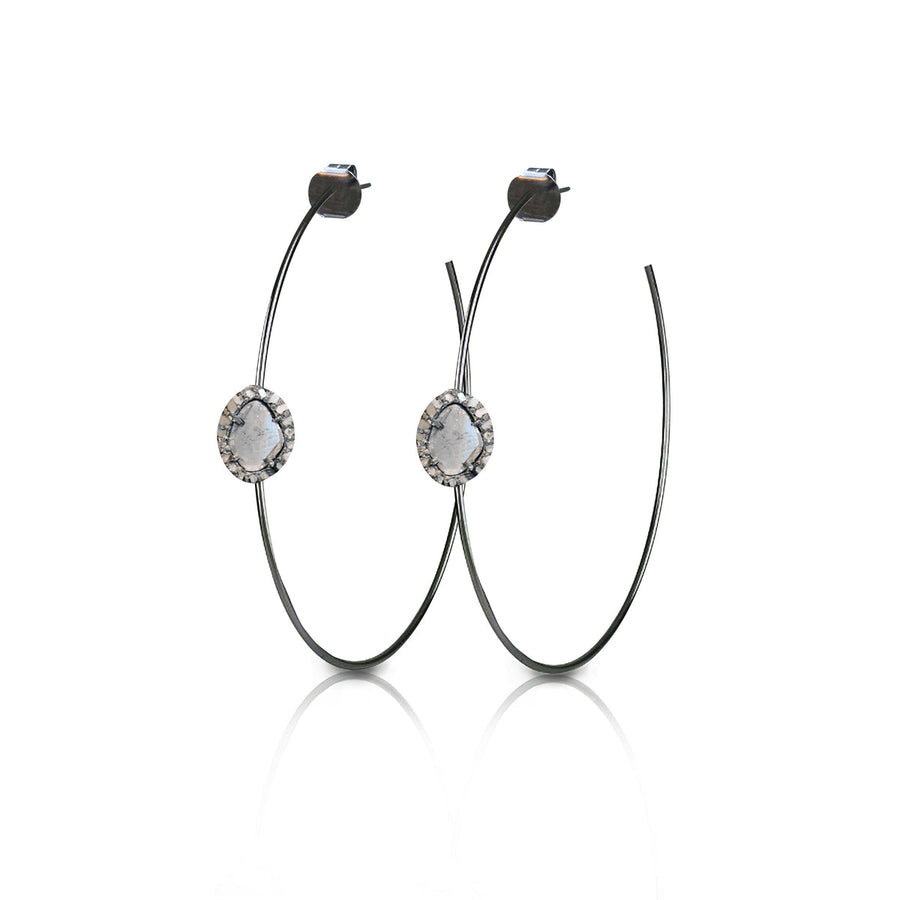 S Carter Sliced Diamond Hoops