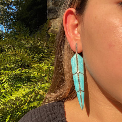 S Carter Enamel Feather Earrings