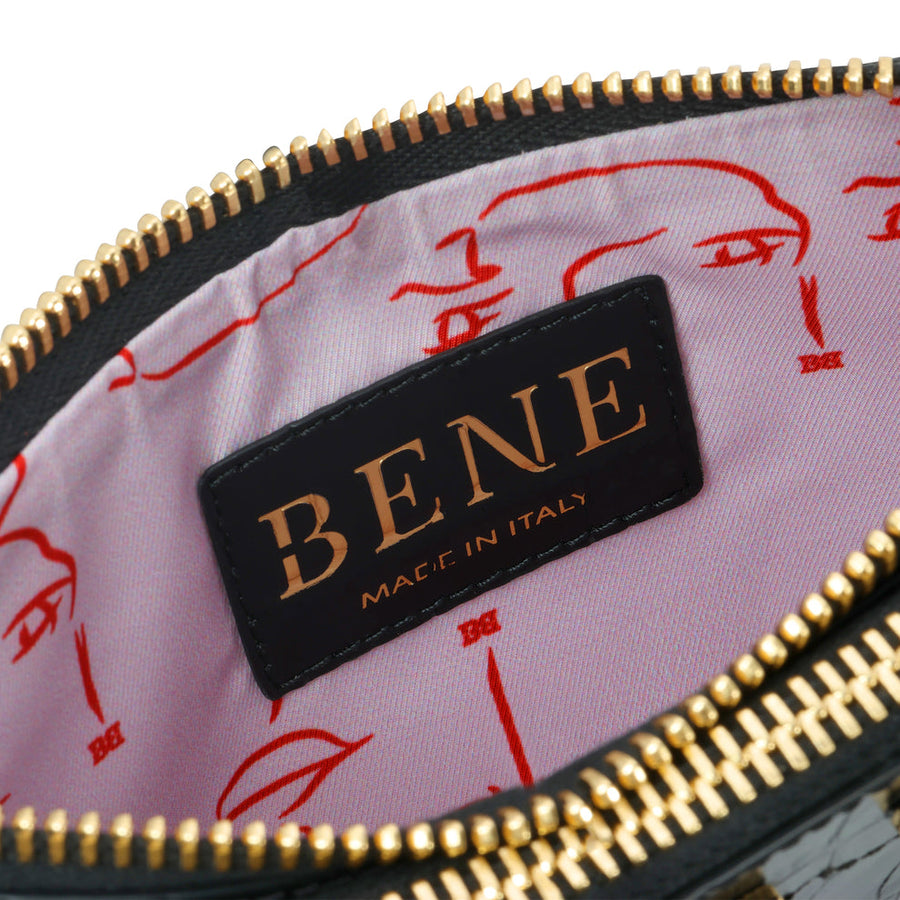 BENE Double Zip Peyton Leather Crossbody Bag