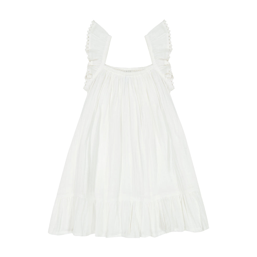 Mer St. Barth - Mini Eva Girl's Ruffle Dress White