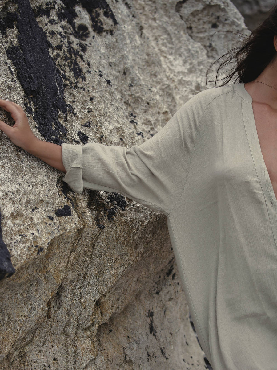 The Handloom - Terra Shirt Dress - Khaki Green