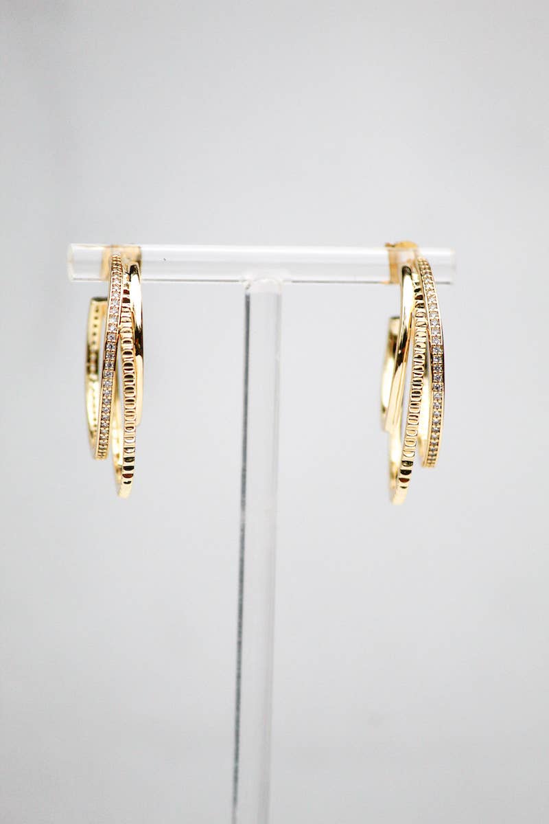 Native Gem - TRIPLE THREAT HOOPS- 14K GOLD VERMEIL