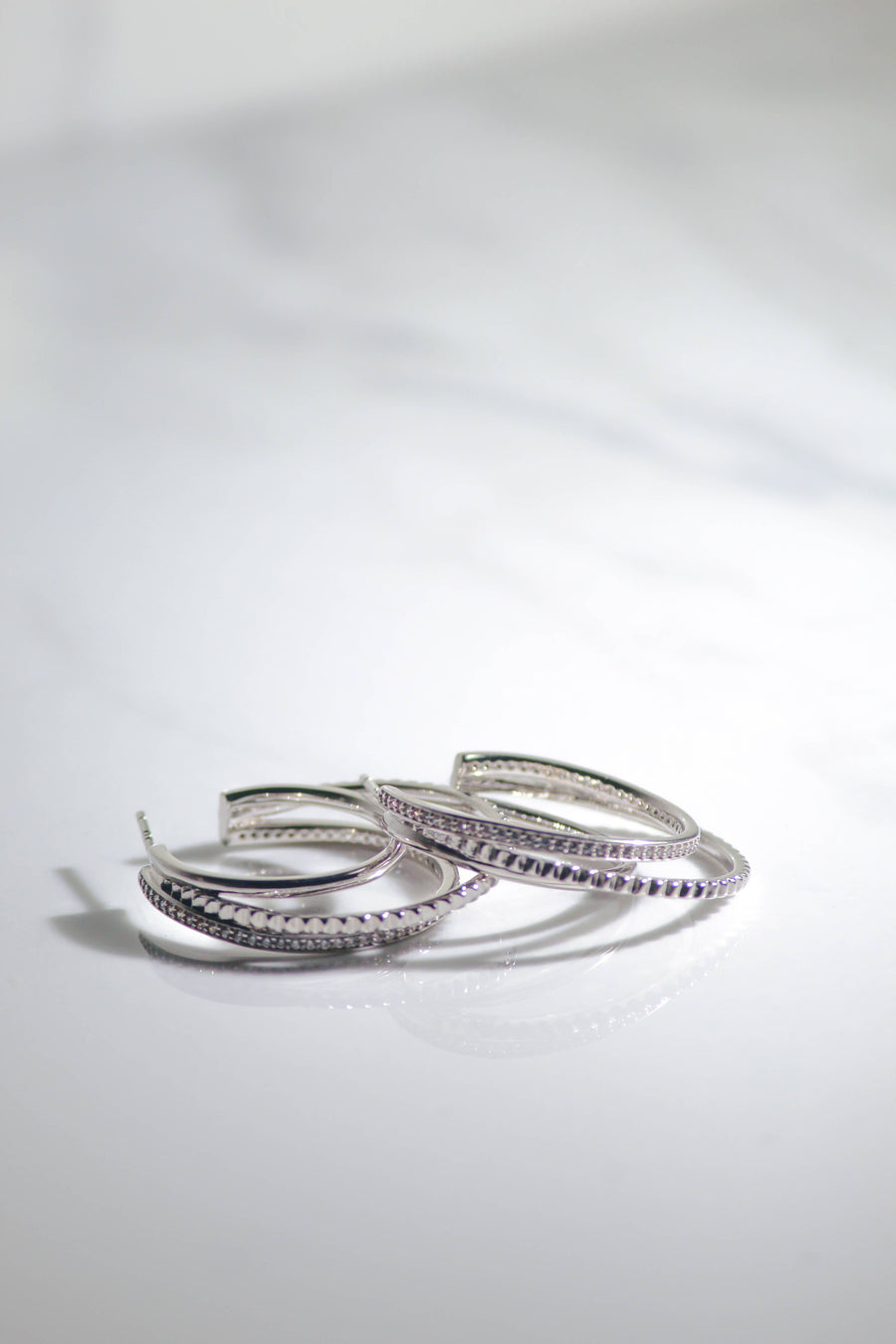 Native Gem - TRIPLE THREAT HOOPS- STERLING SILVER
