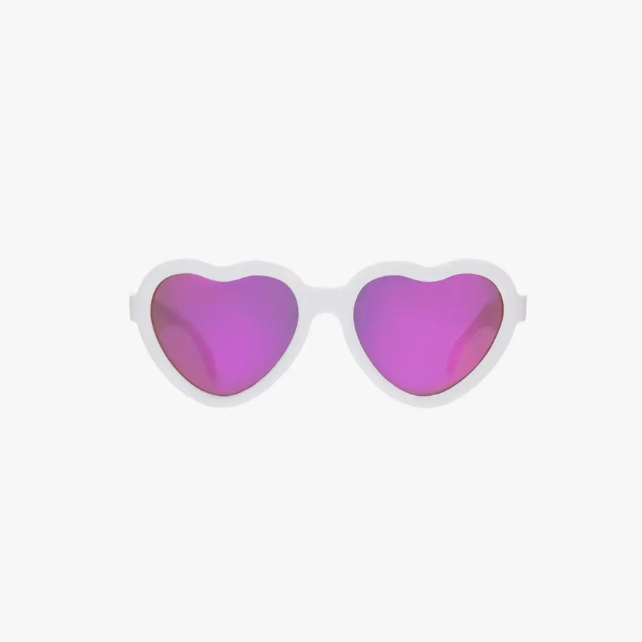 Babiators - Polarized Heart Sunglasses: Ages 6+ / Frosted Pink | Purple Mirrored Lens