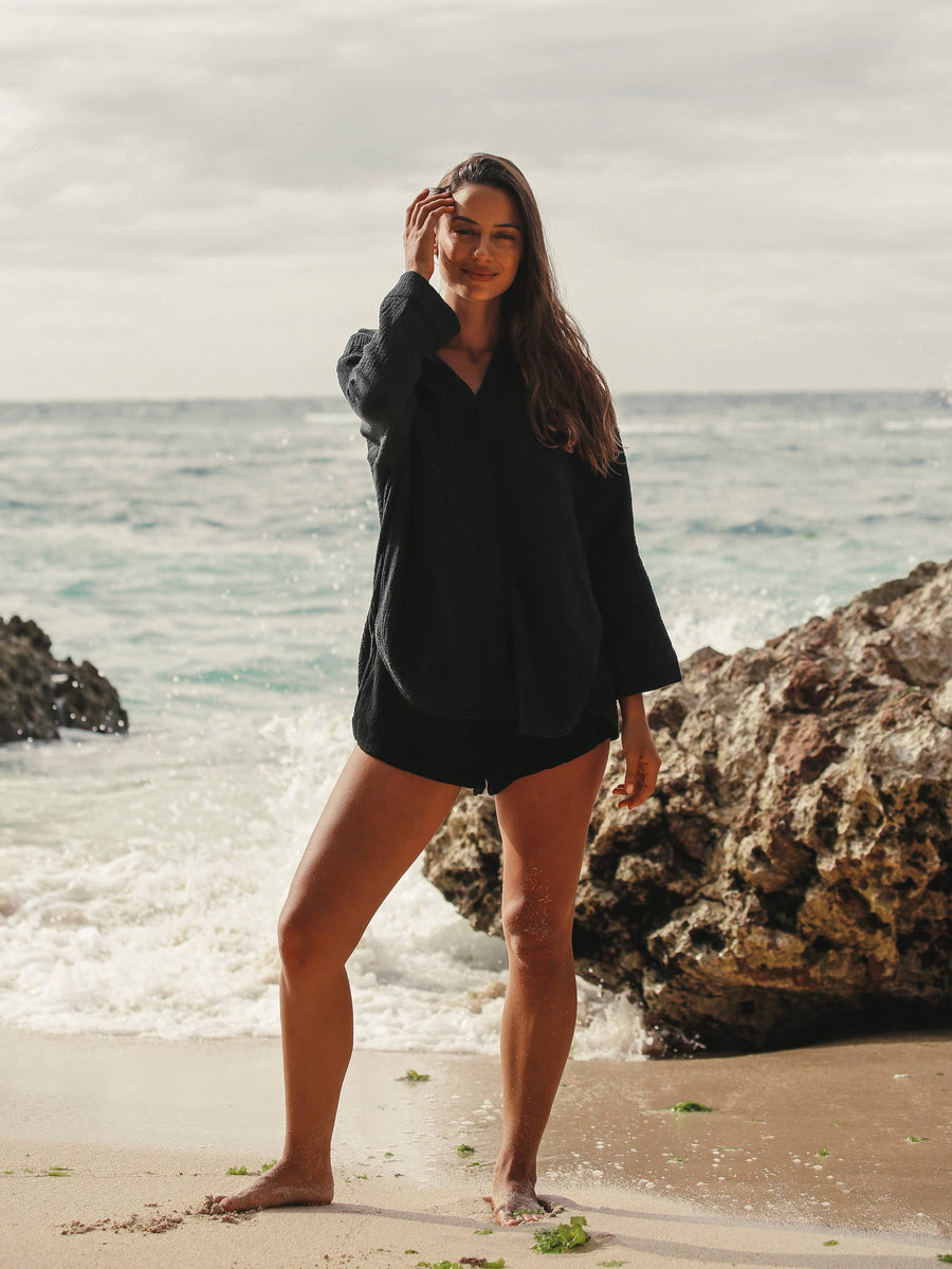 The Handloom - Echo Maxi Shirt - Black