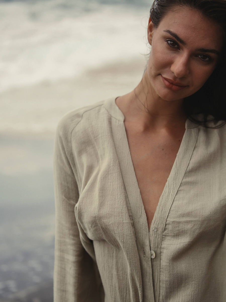 The Handloom - Terra Shirt Dress - Khaki Green