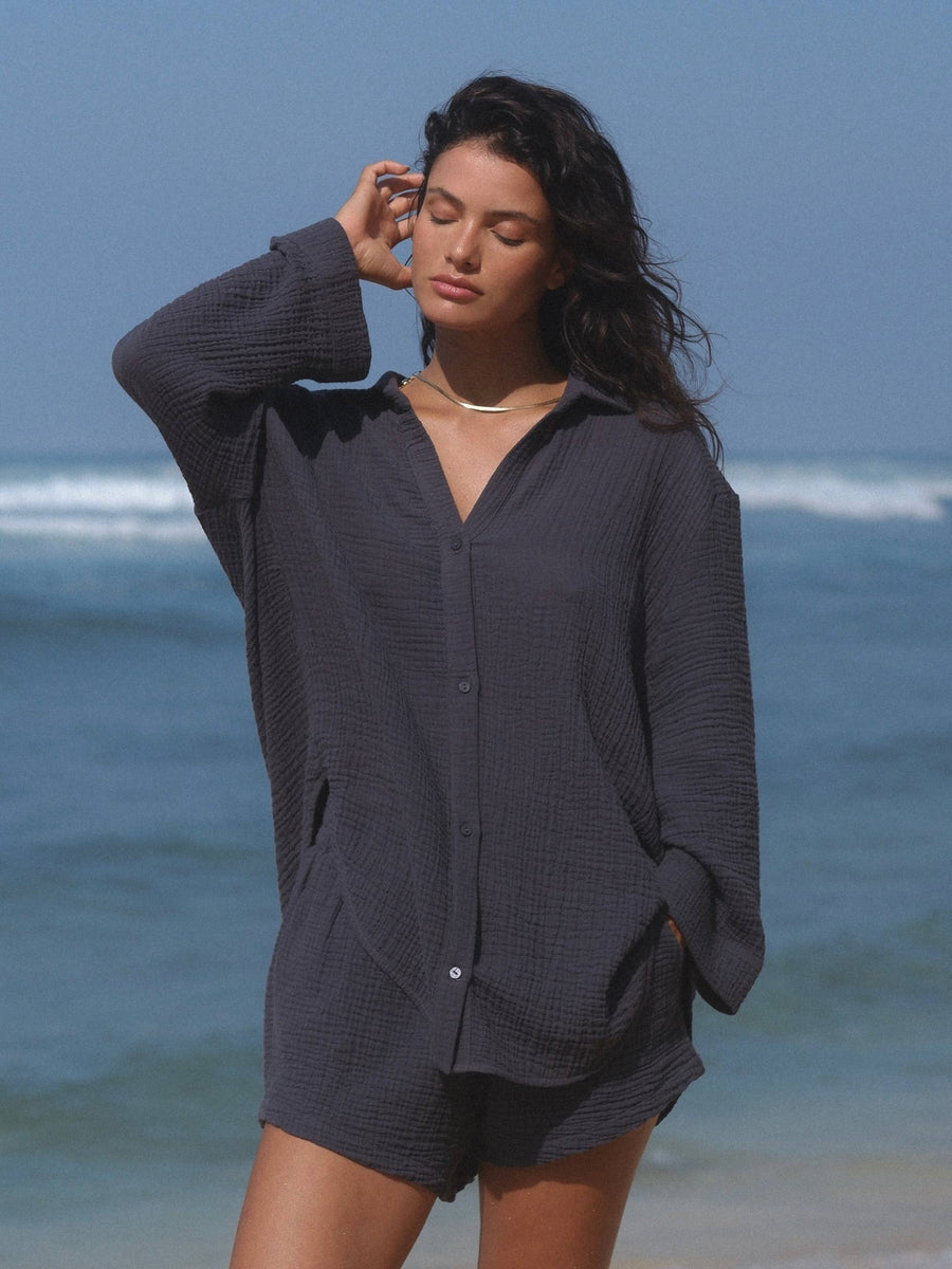 The Handloom - Echo Maxi Shirt - Navy