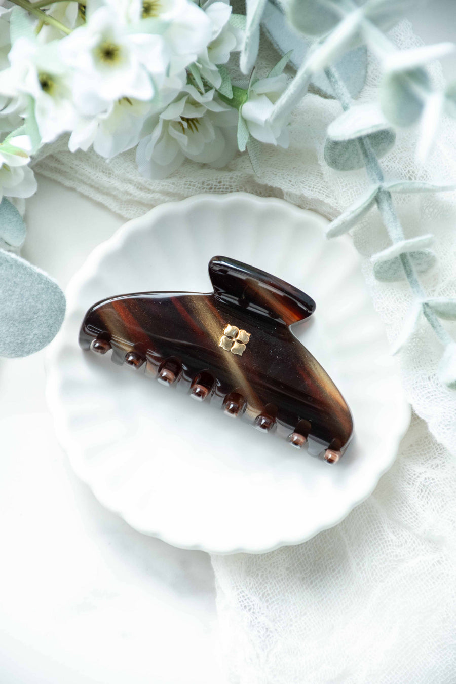 Fenna&Fei - Glamour Grip Mini Claw in Tigers Eye | Bronze Brown Gold Shimmer | Italian Acetate Tortoise Shell Small Hair Clip