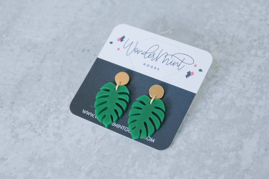 Wondermint Goods - Mini Monstera Leaf Earrings