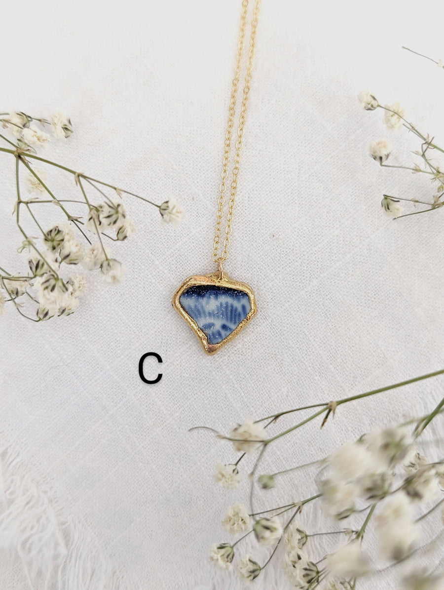 The Grey Arrow - 24k Gold Dipped Sea Pottery Necklace