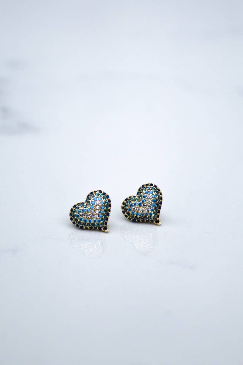 Native Gem - QUEEN OF HEARTS STUDS- BLUE