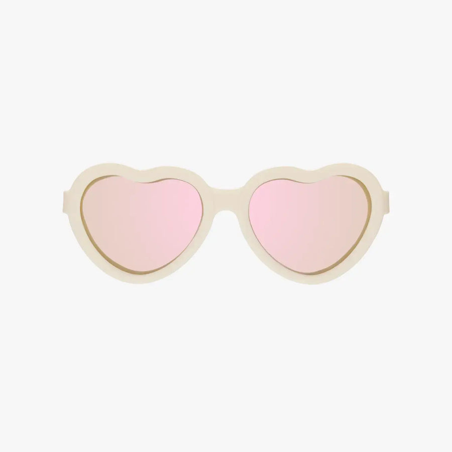 Babiators - Polarized Heart Sunglasses: Ages 6+ / Frosted Pink | Purple Mirrored Lens