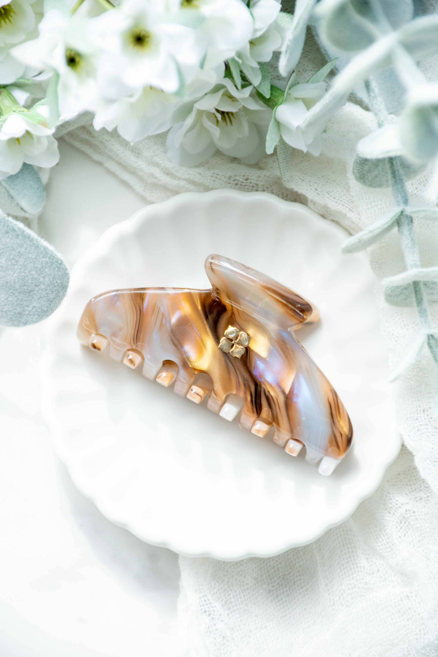 Fenna&Fei - Glamour Grip Mini Claw in Ametrine | Bronze Gold Lavender | Italian Acetate Tortoise Shell Small Hair Clip