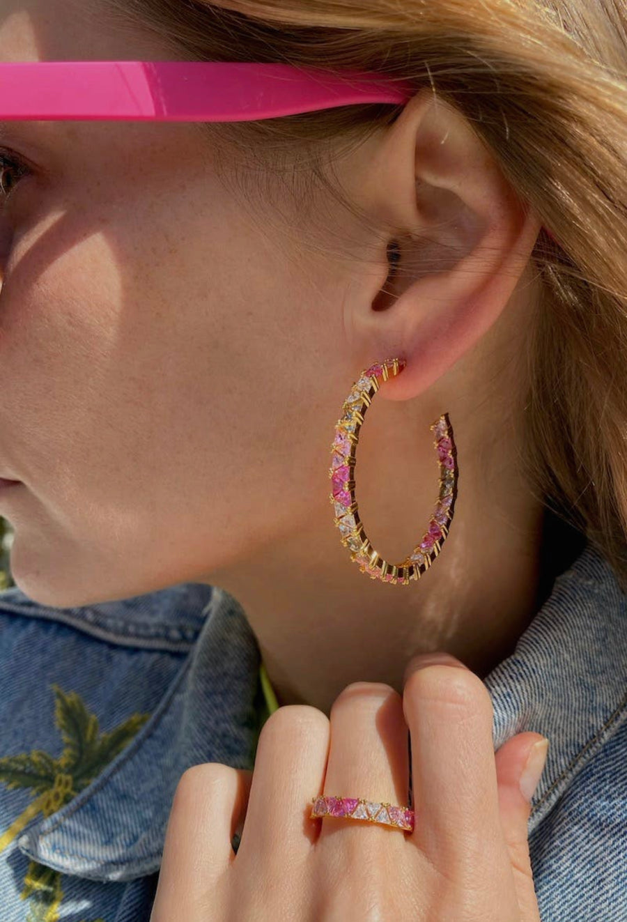 Native Gem - MARÉ HOOPS- PINK